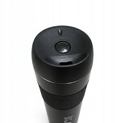 Termo puodelis, turistinis vakuuminis termosas, sandarus, plieninis, 450 ml, juodas