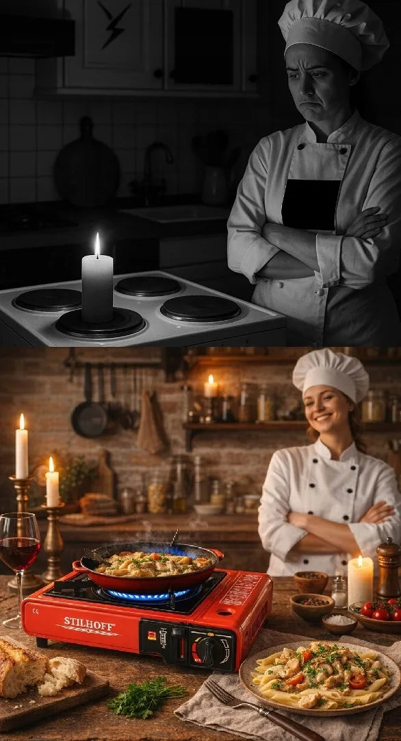 Turistinė viryklė STILHOFF 1 degiklio, skirta kasetėms, raudona + lagaminas
