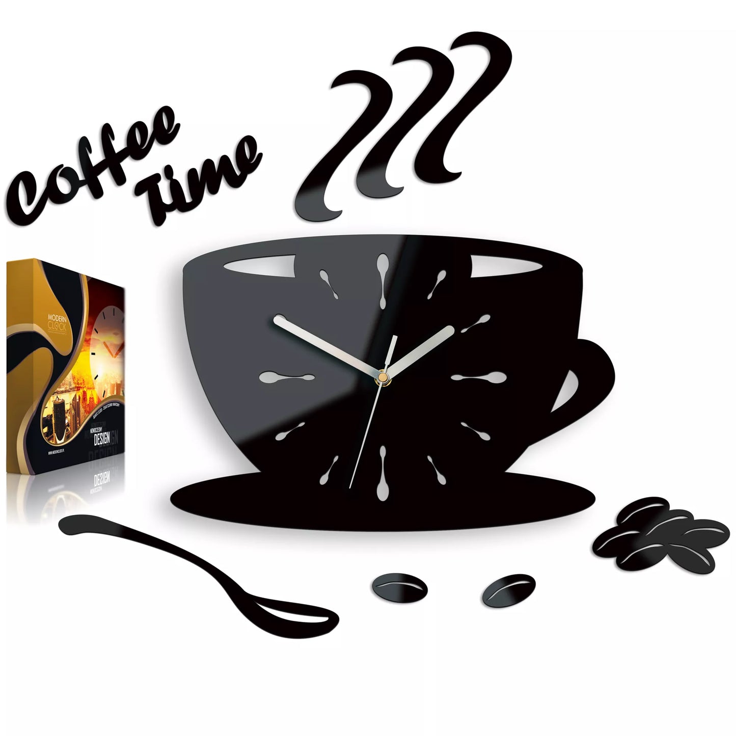 Virtuvės sieninis laikrodis „Filižanka – Coffee Time“