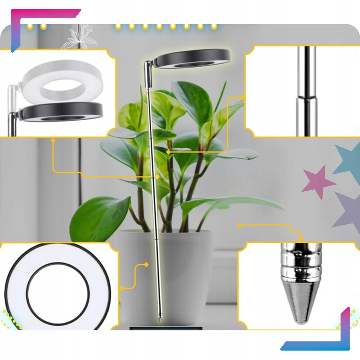 LED lempa augalams su laikmačiu (apvali) v2