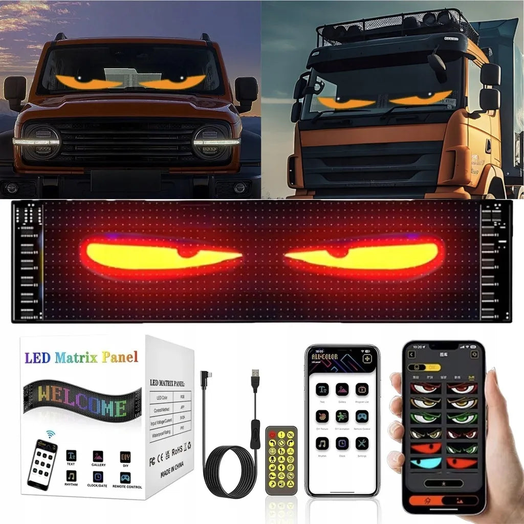 LED automobilio žibintai velnio akys DIY sunkvežimiams SUV 100*380mm IP65 USB