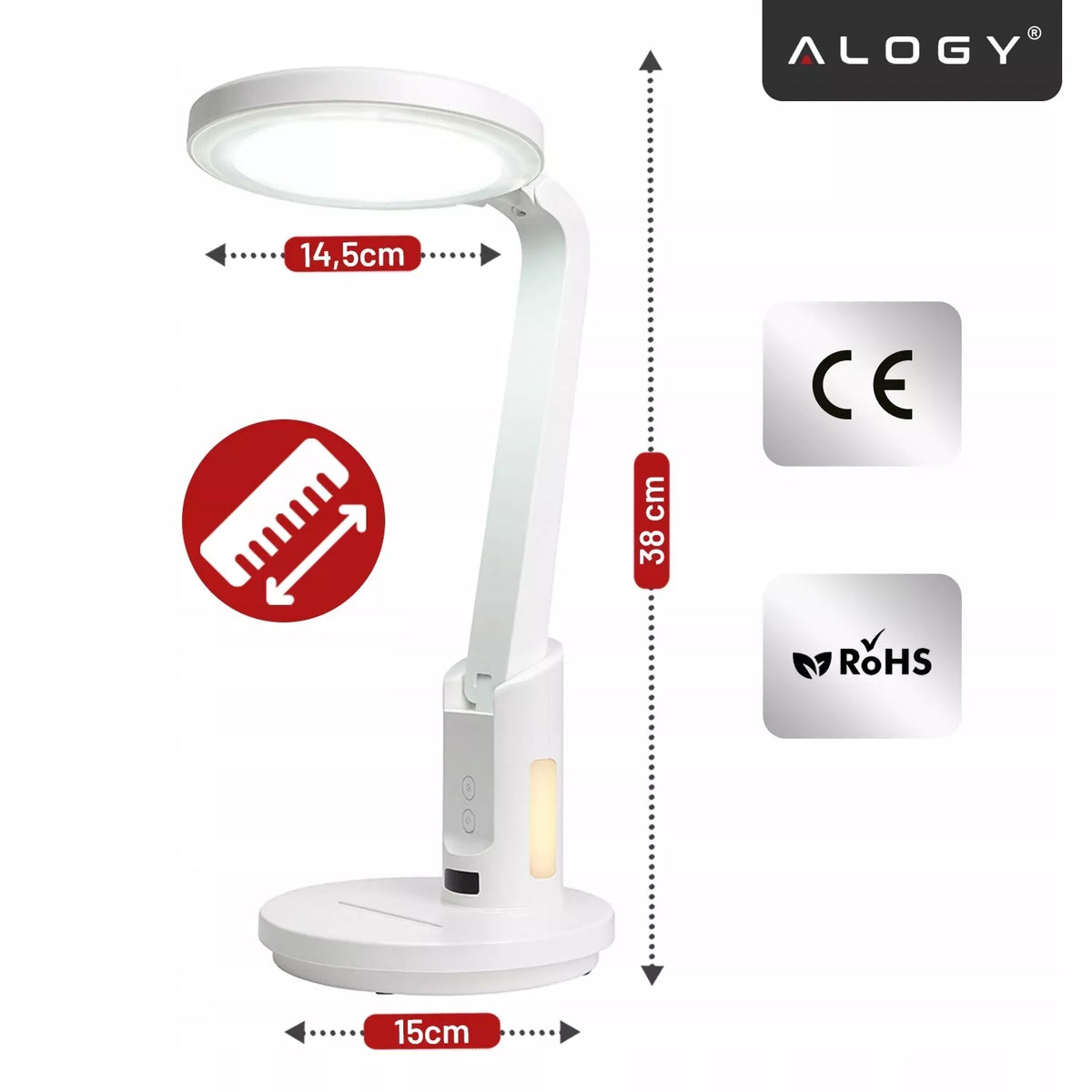 LED DARBNIEČIO STALO ŠVIESTUVAS, GALINGUMO REGULIAVIMAS, BELAIDIS, 6000MAH