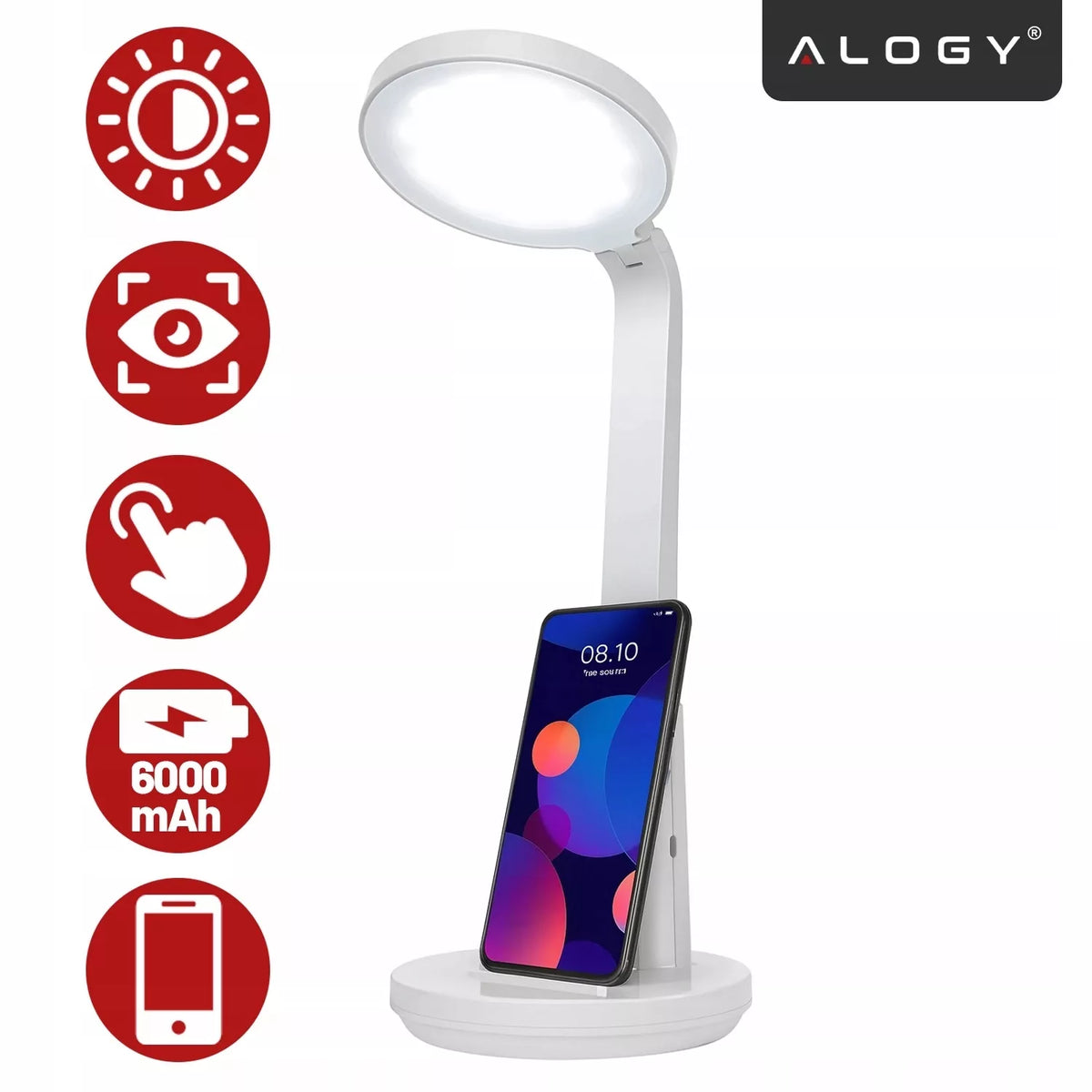 LED DARBNIEČIO STALO ŠVIESTUVAS, GALINGUMO REGULIAVIMAS, BELAIDIS, 6000MAH