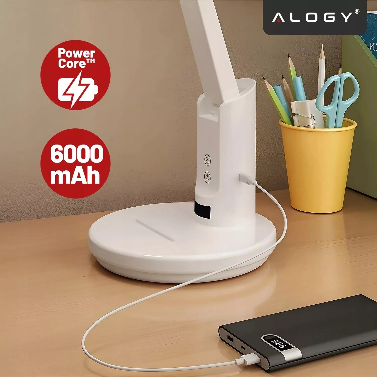 LED DARBNIEČIO STALO ŠVIESTUVAS, GALINGUMO REGULIAVIMAS, BELAIDIS, 6000MAH