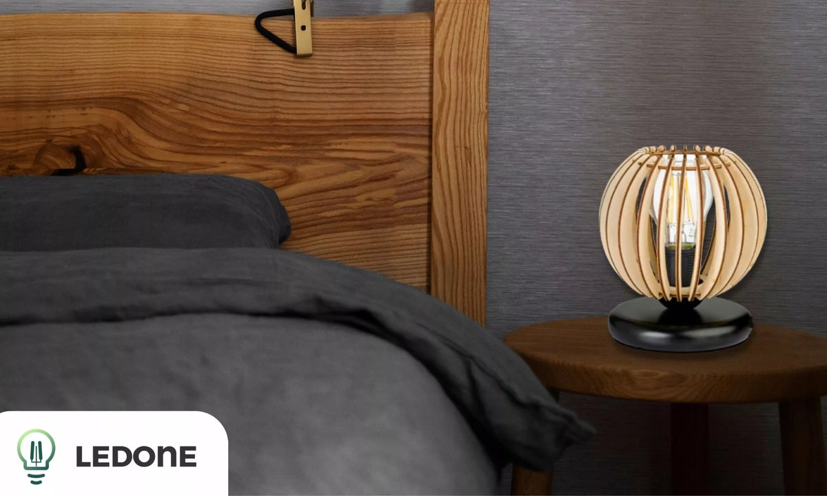 Naktinė lemputė Stalo lempa Medinis Loft Retro E27 Miegamajam Kištukinė