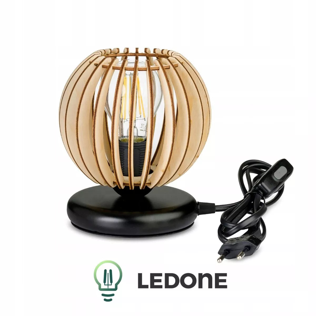 Naktinė lemputė Stalo lempa Medinis Loft Retro E27 Miegamajam Kištukinė