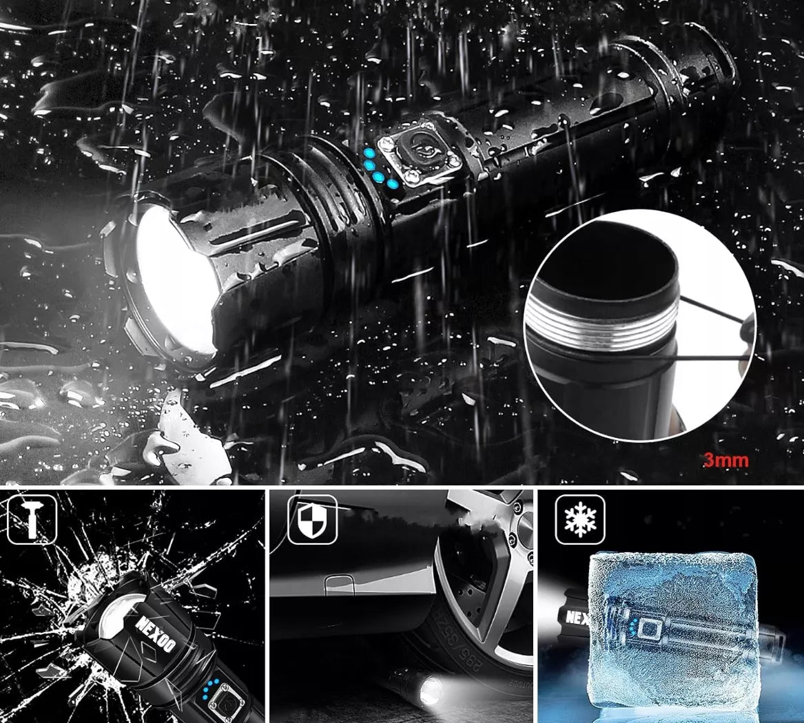 AKUMULIATORINIS TAKTINIS LED ŽIBINTUVĖLIS USB-C IP67 XHP70.2 20000lm PRO NEXOO