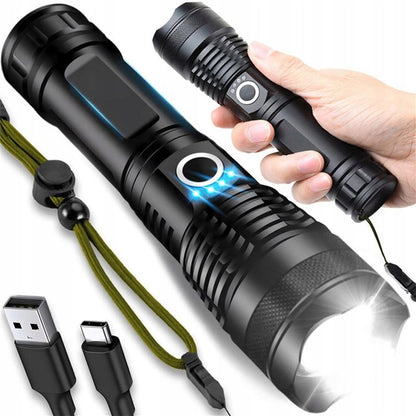 Taktiskais kabatas lukturītis – jaudīgs LED, uzlādējams, ūdensizturīgs, USB-C, 5 apgaismojuma režīmi