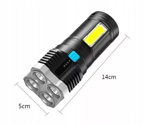 DAUGIAFUNKCINIS TAKTINIS KARINIS ŽIBINTUVĖLIS 4x LED + COB AKUMULIATORINIS L-19