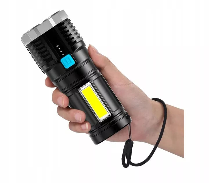 DAUGIAFUNKCINIS TAKTINIS KARINIS ŽIBINTUVĖLIS 4x LED + COB AKUMULIATORINIS L-19