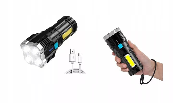 DAUGIAFUNKCINIS TAKTINIS KARINIS ŽIBINTUVĖLIS 4x LED + COB AKUMULIATORINIS L-19