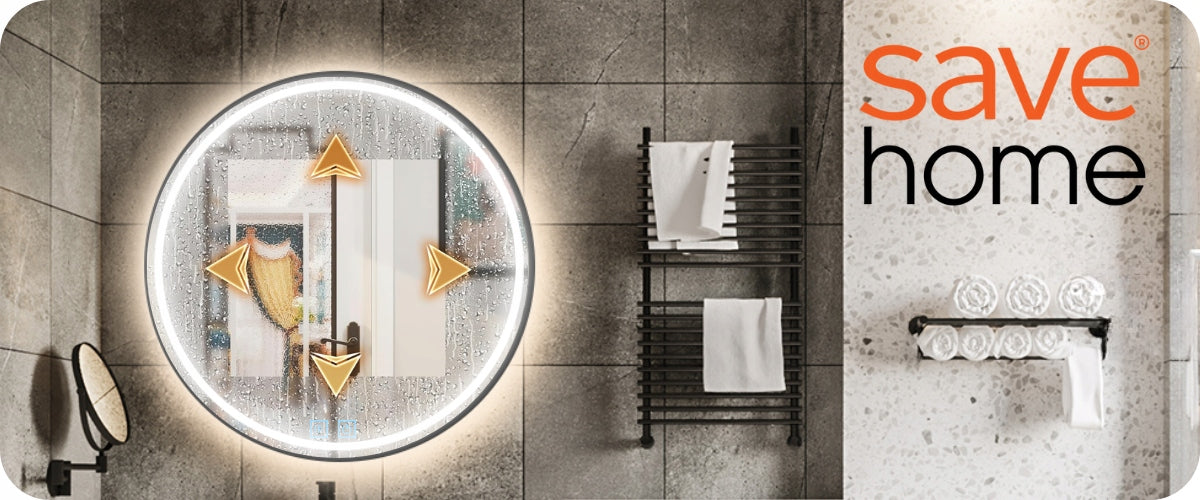 Vannas istabas spogulis LED 60 cm – apaļš, apgaismots, ar skārienvadību, ar pretaizsvīšanas funkciju, 3 gaismas krāsas