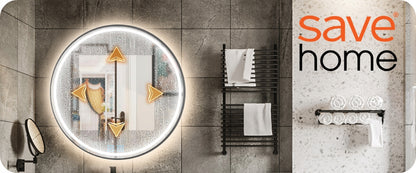 Vannas istabas spogulis LED 60 cm – apaļš, apgaismots, ar skārienvadību, ar pretaizsvīšanas funkciju, 3 gaismas krāsas