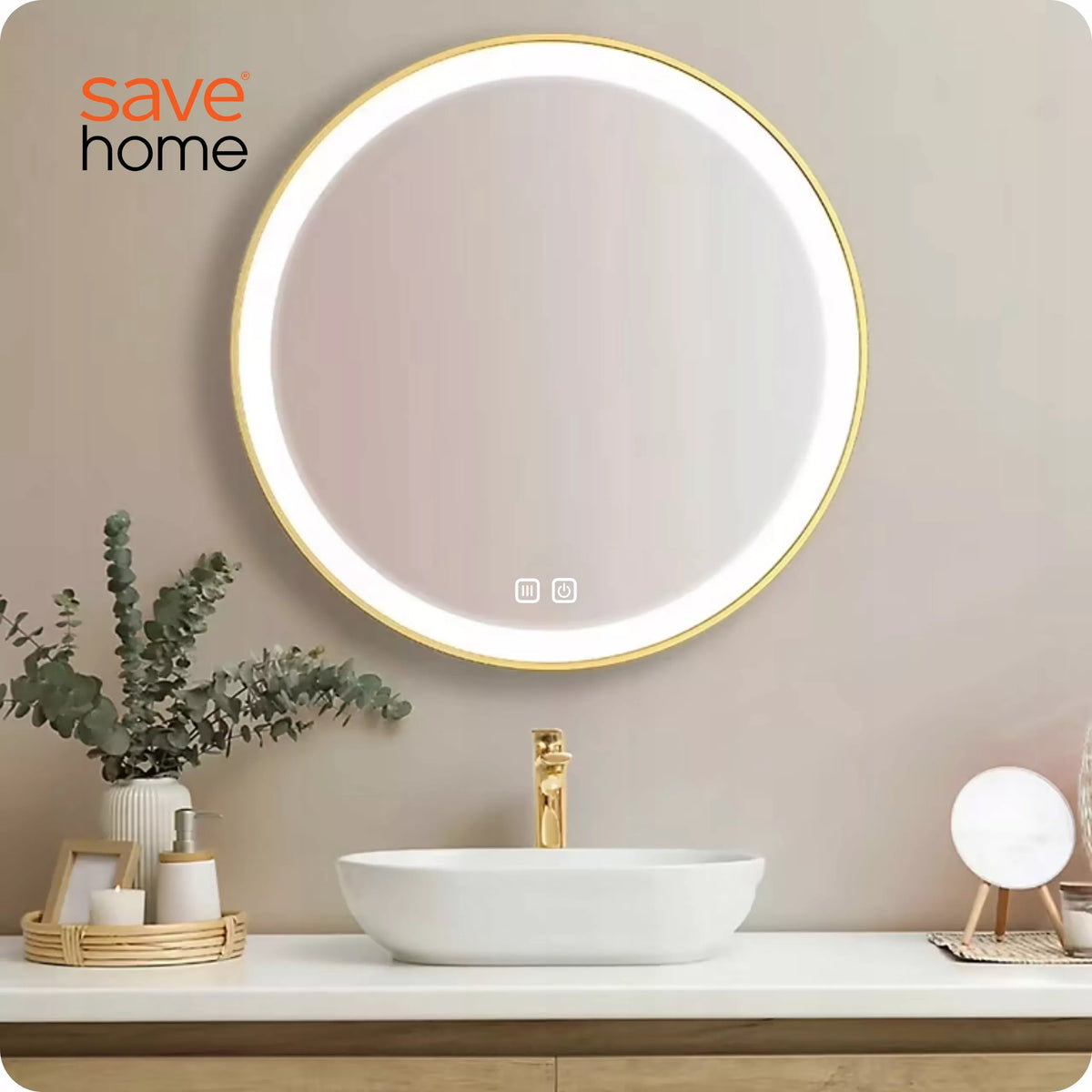 LED vonios veidrodis 80 cm, apvalus, liečiamas