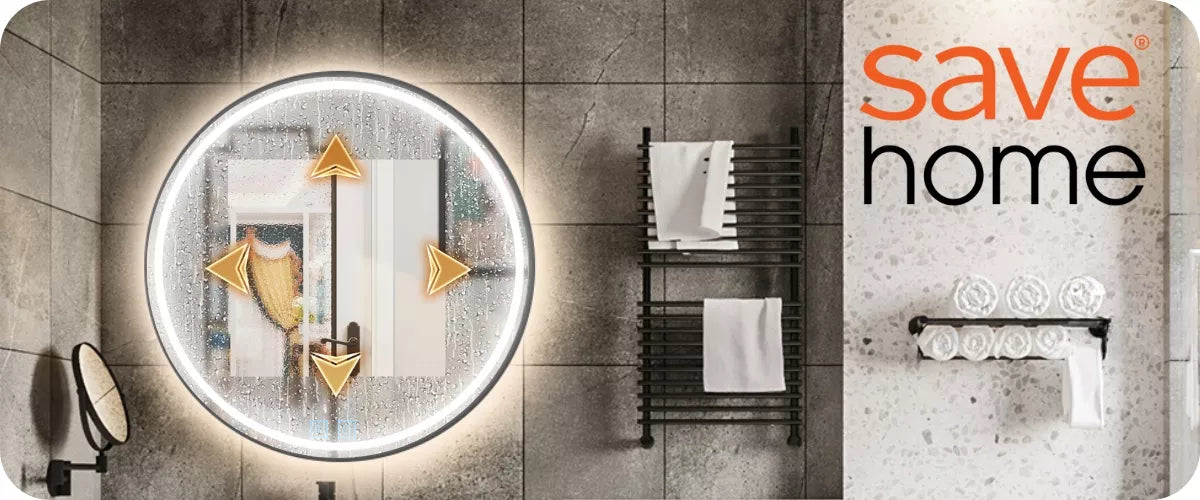 LED vonios veidrodis 80 cm apvalus su apšvietimu ir loft stiliaus rėmeliu