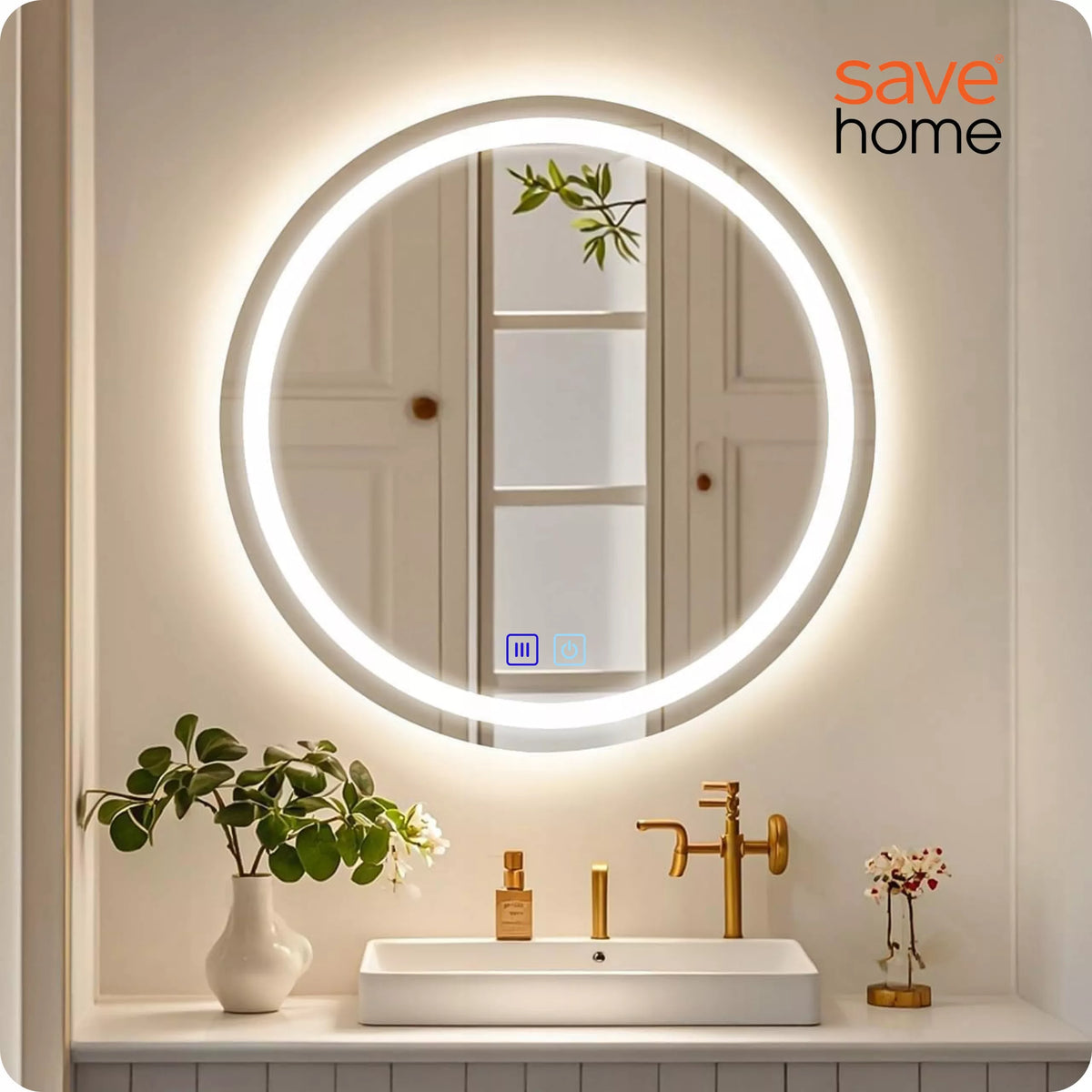 Vonios veidrodis su LED apšvietimu, apvalus 80 cm