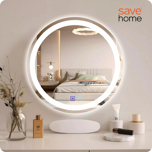 Vonios veidrodis su LED apšvietimu, apvalus 80 cm