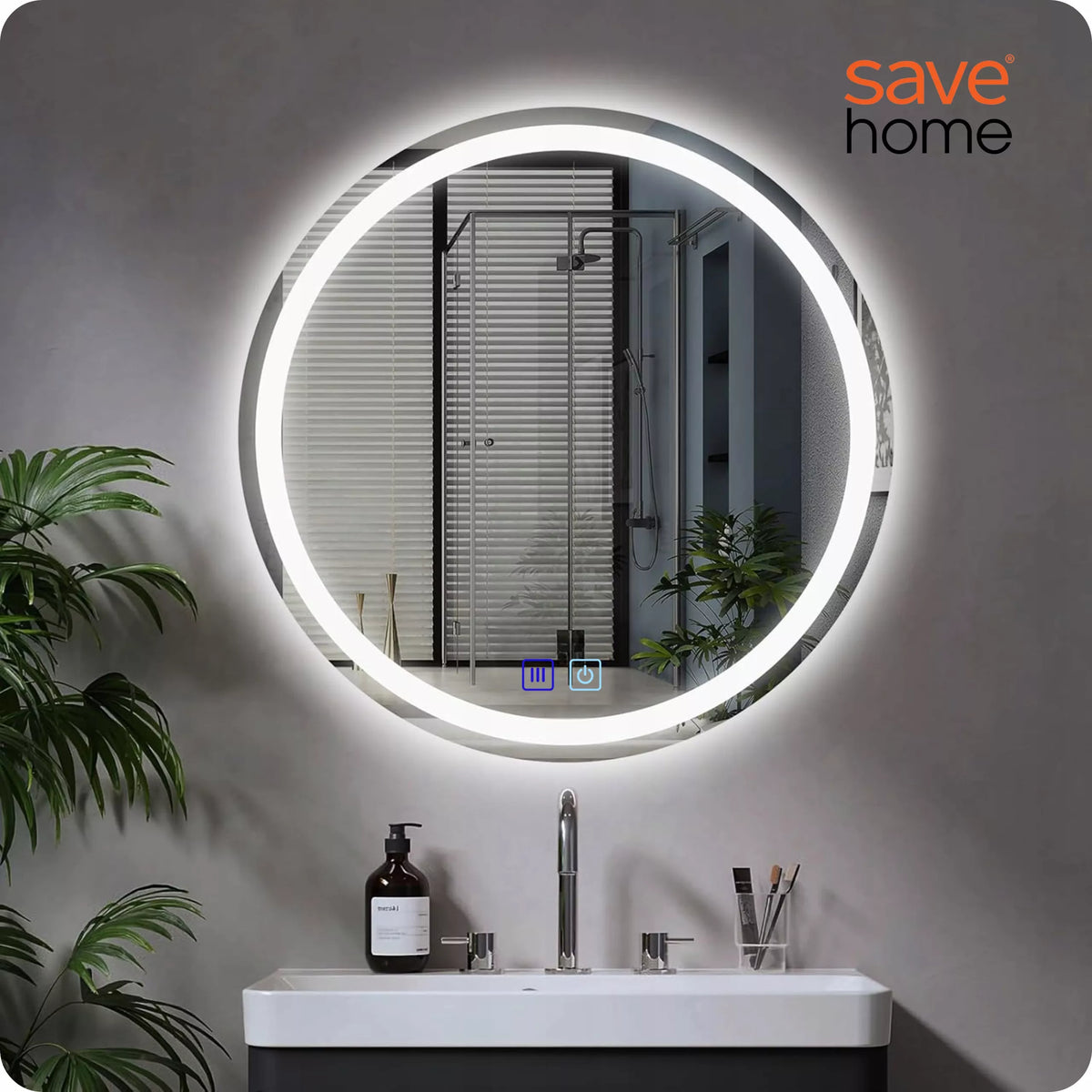 Vonios veidrodis su LED apšvietimu, apvalus 80 cm