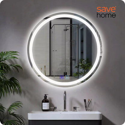 Vonios veidrodis su LED apšvietimu, apvalus 80 cm