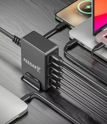 Greitai įkraunanti Feegar Tower PRO 140W tinklo įkroviklis 6x USB Tipas C USB-C QC 3.0