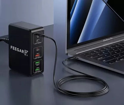 Greitai įkraunanti Feegar Tower PRO 140W tinklo įkroviklis 6x USB Tipas C USB-C QC 3.0