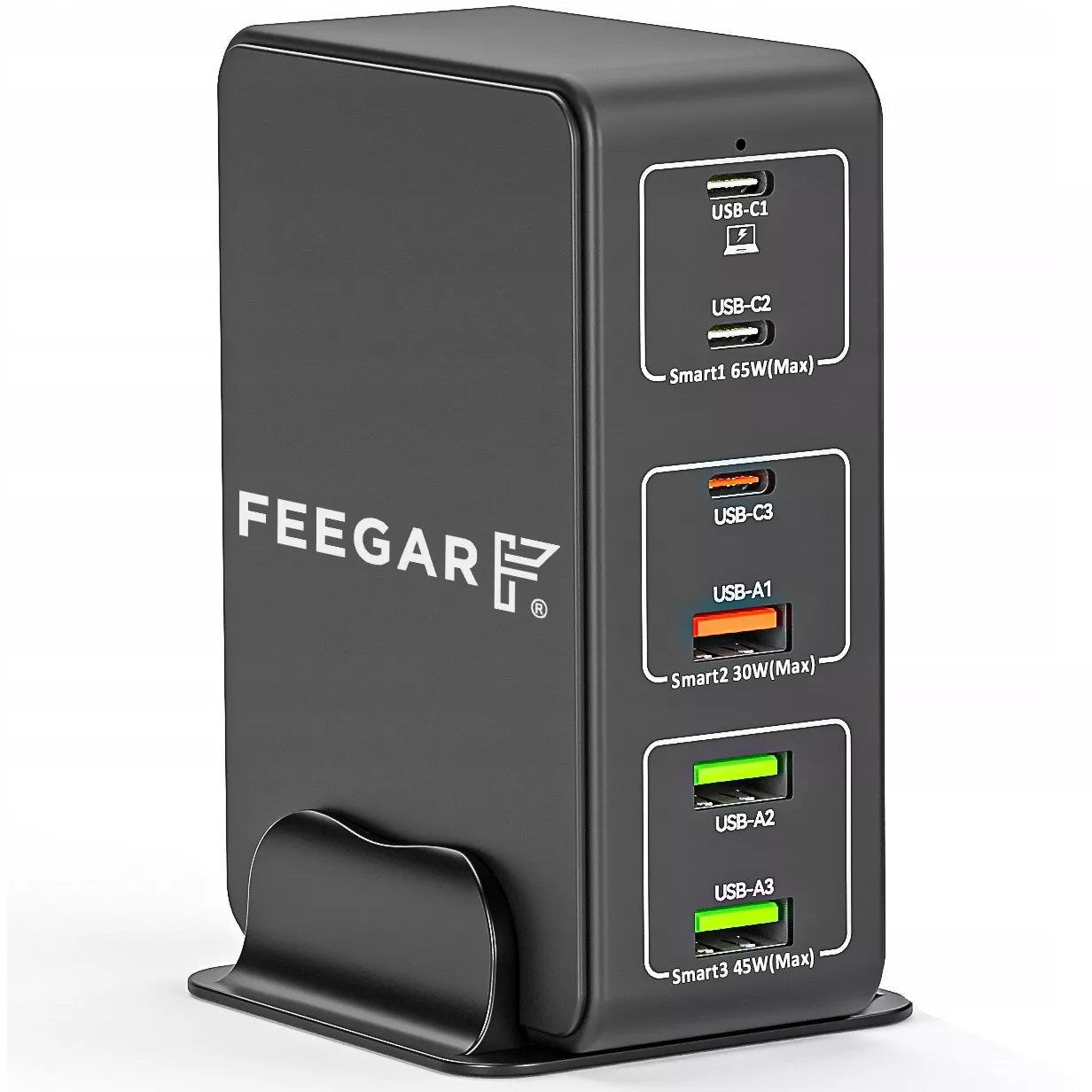 Greitai įkraunanti Feegar Tower PRO 140W tinklo įkroviklis 6x USB Tipas C USB-C QC 3.0