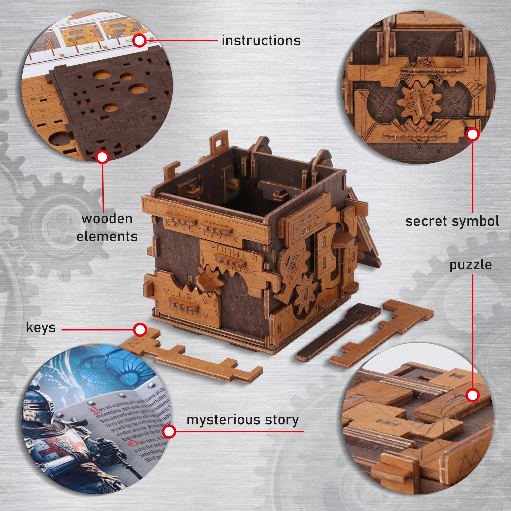 Galvosūkis Escape Room Medinė Dėžutė 3D Dėlionė