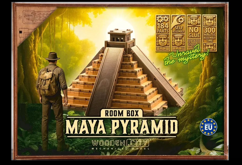 Galvosūkis Majų piramidė Escape Room dėžutė Medinės 3D dėlionės