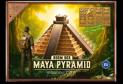 Galvosūkis Majų piramidė Escape Room dėžutė Medinės 3D dėlionės