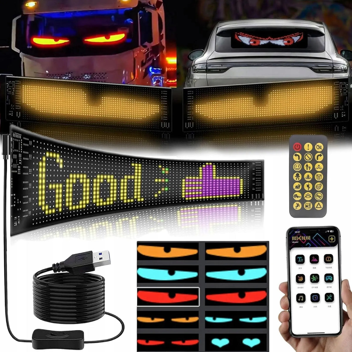 Automobilinė LED juosta velnio akys sunkvežimiui TIR su dėklu