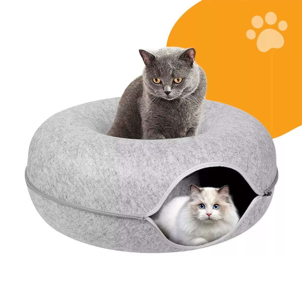 Daugiafunkcinis katės guolis – apvalus, tunelis ir būdelė, „Donut“ stilius