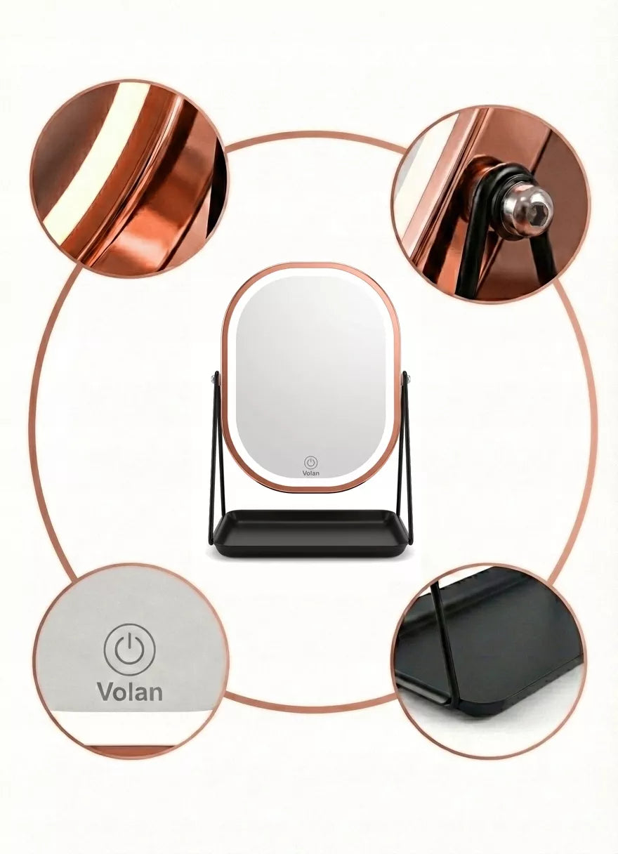PREMIUM METALINIS KOSMETINIS VEIDRODIS SU LED APŠVIETIMU | VOLAN