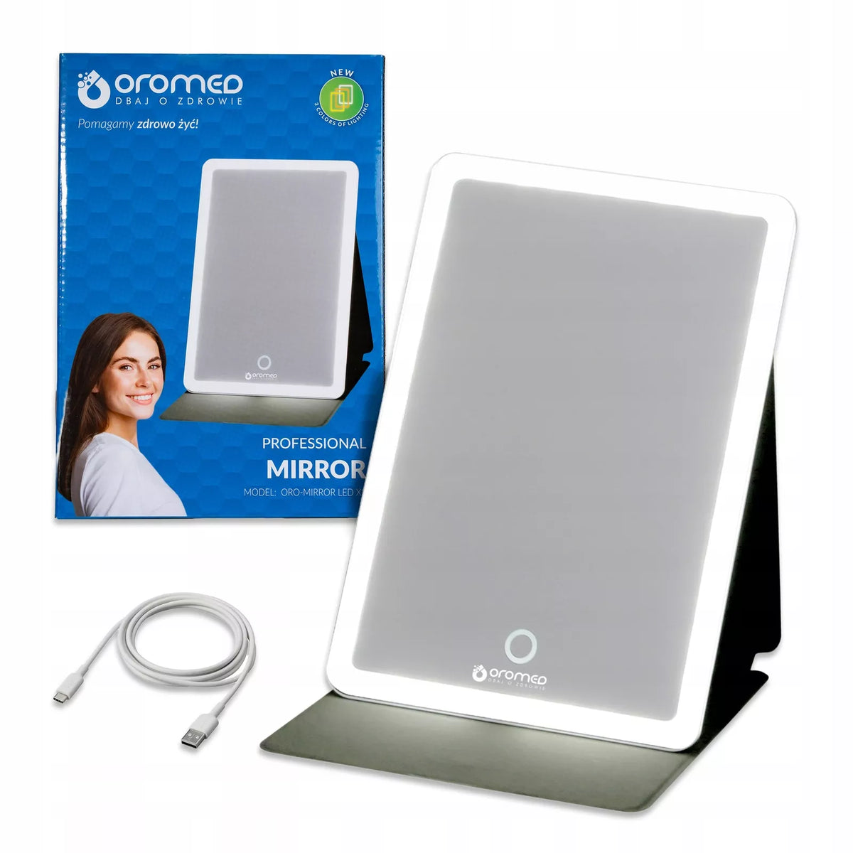 Kosmetinis makiažo veidrodis LED Oro-Mirror LED X2 su pašvietimu, pastatomas
