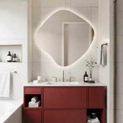 LED veidrodis Netaisyklingas Sieninis Makiažui ir Miegamajam „Glamour Design“