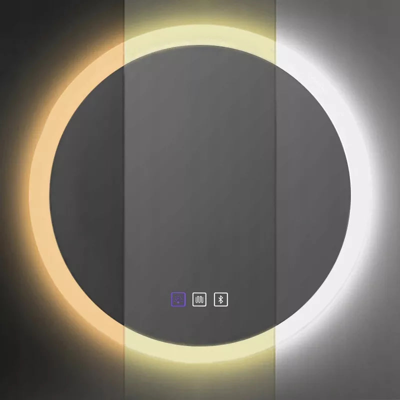 Vonios veidrodis 60 cm su LED apšvietimu, apsauga nuo rasojimo, „Bluetooth“ garsiakalbis