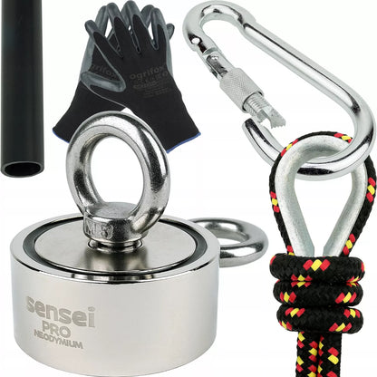 Neodiminis magnetas 150 kg vandeniui, skirtas paieškai ir gaudymui, su 25 m virve