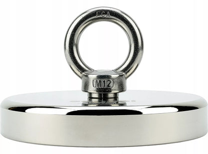 Neodiminis magnetas 600 kg / Ø120 mm, Galingas N52 laikiklis korpuse, M12 sriegis