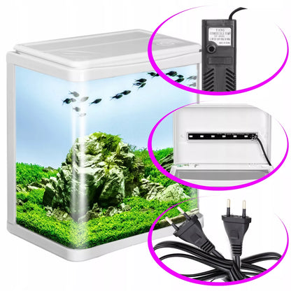 Mažas akvariumas 3 l su įranga – filtras su aeratoriumi ir apšvietimu