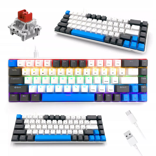 MEDIA-TECH 60% mechaninė žaidimų klaviatūra RED – RGB apšvietimas