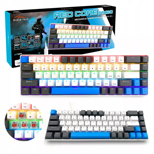 MEDIA-TECH 60% mechaninė žaidimų klaviatūra RED – RGB apšvietimas