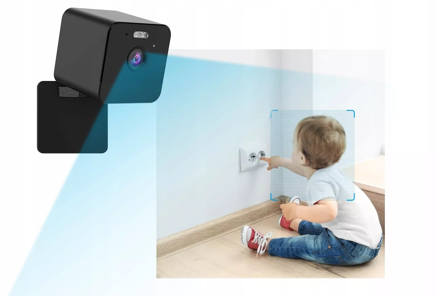 Juoda mini WiFi IP kamera 3 MPx Full HD, šnipinė