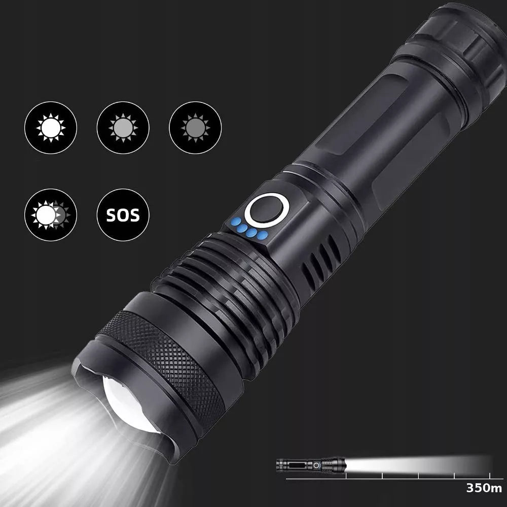 Galingas taktinis LED žibintuvėlis XHP50 ZOOM karinis