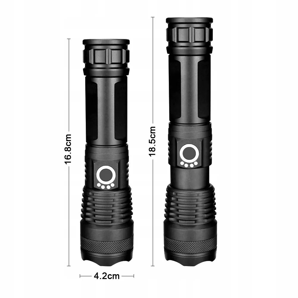 Galingas taktinis LED žibintuvėlis XHP50 ZOOM karinis