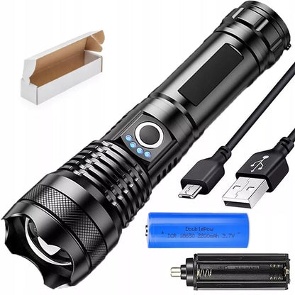 Galingas taktinis LED žibintuvėlis XHP50 ZOOM karinis