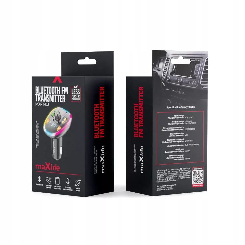 FM Bluetooth siųstuvas MXFT-03, juodas