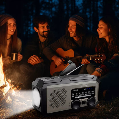 Mini nešiojamas saulės energijos radijas, avarinis statybinis su švaistikliu, baterijomis, „Powerbank“