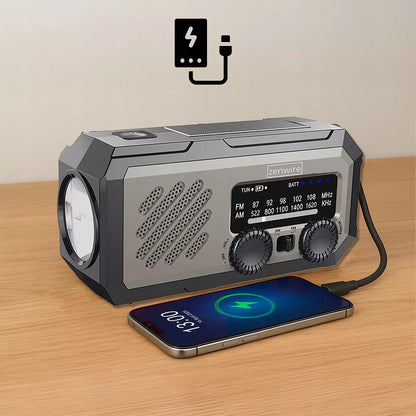 Mini nešiojamas saulės energijos radijas, avarinis statybinis su švaistikliu, baterijomis, „Powerbank“