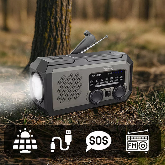 Mini nešiojamas saulės energijos radijas, avarinis statybinis su švaistikliu, baterijomis, „Powerbank“
