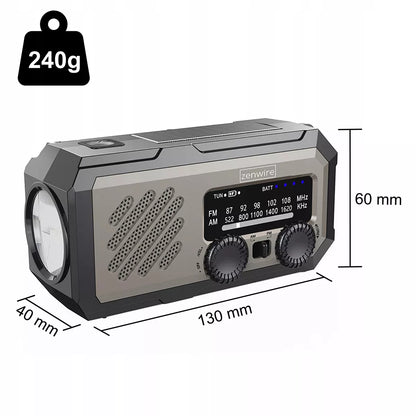 Mini nešiojamas saulės energijos radijas, avarinis statybinis su švaistikliu, baterijomis, „Powerbank“