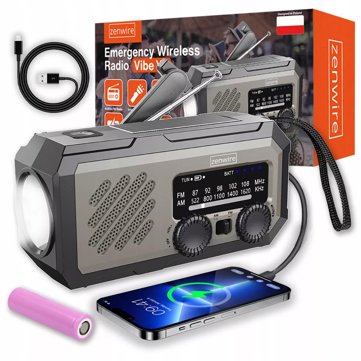 Mini nešiojamas saulės energijos radijas, avarinis statybinis su švaistikliu, baterijomis, „Powerbank“